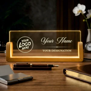 Acrylic Desk Name Plate with Wooden Stand